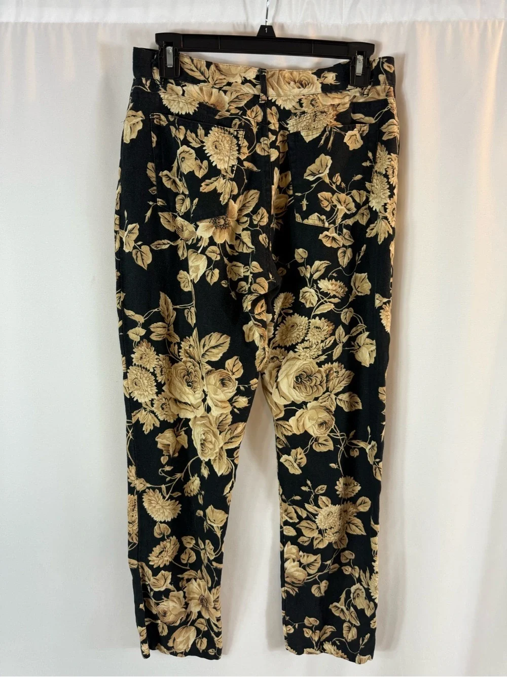Ralph Lauren Black and Tan Botanical Petite Pants